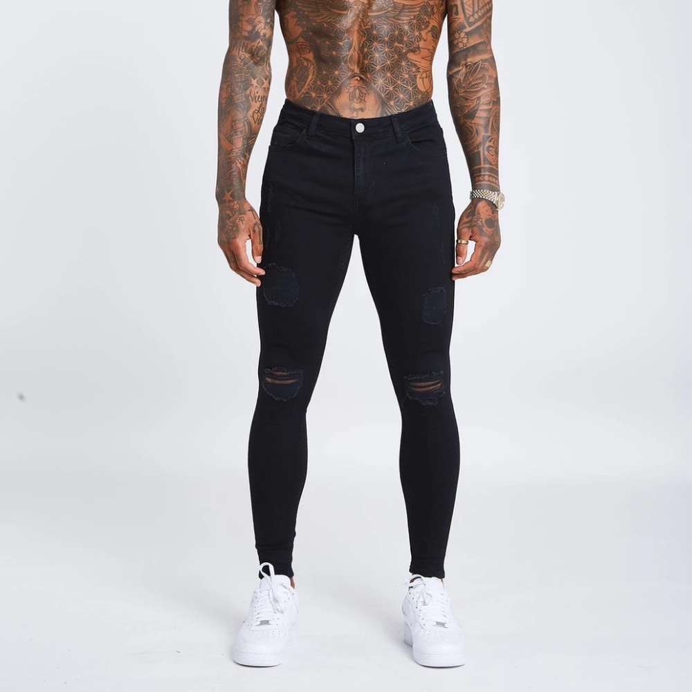 BLACK JEANS - RIPPED & REPAIRED